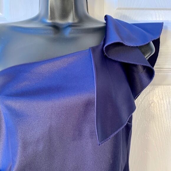 NAVY BLUE SATIN ONE SLEEVE SIZE 11 by TWEEZE ME - Picture 3 of 6